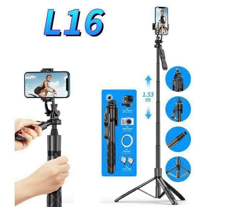 Gậy chụp hình L16 CAO 1m53  kiêm gậy 3 chân có remote siêu tiện lợi