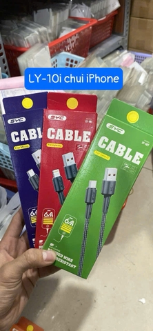 Cáp sạc nhanh 6A SYC LY-10i iPhone (usb ra lightning iPhone; a-l) dây dù chính hãng [BH: 1 NĂM]