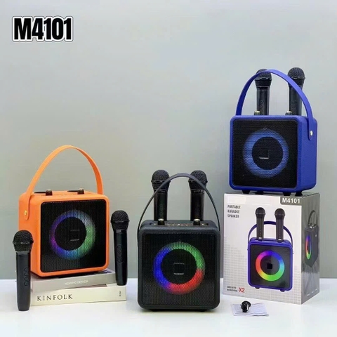 Loa bluetooth karaoke SPEKER M4101 mẫu loa xách tay kèm 2 micro không dây siêu hay