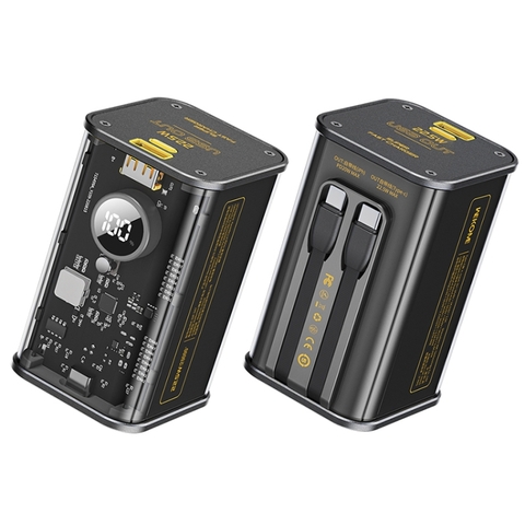 Pin sạc nhanh 22.5w Wekome WP-347 20.000mAh (cổng type-c in) trong suốt dự phòng chính hãng QC3.0+PD 22.5W tích hợp cáp [BH 1 năm]