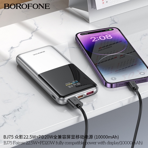 Pin sạc nhanh 22.5w BOROFONE BJ75 10.000mAh dự phòng chính hãng QC3.0 PD 20w [BH 1 năm]