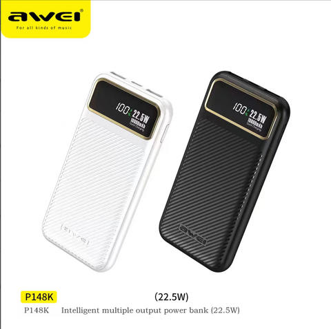 Pin sạc nhanh 22.5w AWEI P148K 10.000mAh dự phòng chính hãng QC3.0+PD 22.5W [Bh: 12 Tháng]
