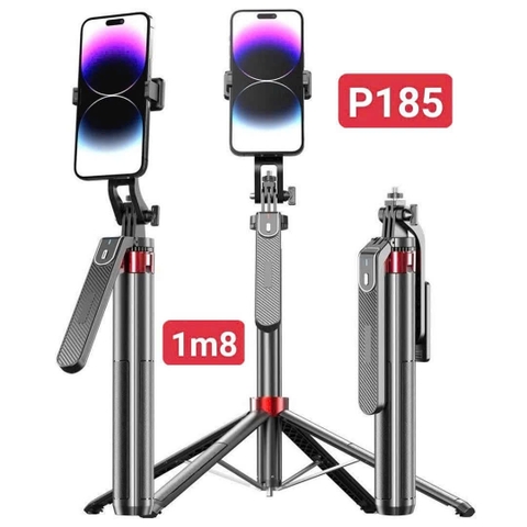Gậy chụp hình P185 CAO 1m8 kiêm gậy 3 chân có remote siêu tiện lợi