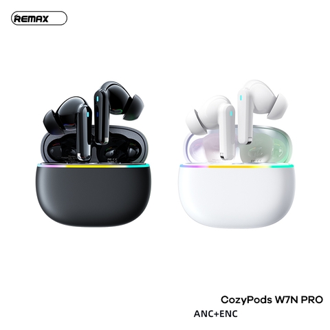 Tai nghe bluetooth Remax Cozypods W7N [PRO LED] ANC ENC chống ồn kiểu dáng airpods True Wireless chính hãng [BH 1 Năm]
