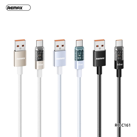 Cáp sạc nhanh 66W REMAX RC-C161 (usb ra Type C) dây dù chính hãng [BH 1 năm]
