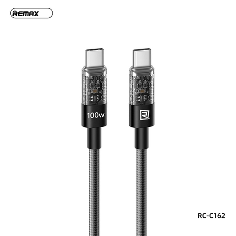 Cáp sạc nhanh 100W REMAX RC-C162 (c-c) 2 đầu Type-C ra TypeC dây dù chính hãng [BH 1 năm]