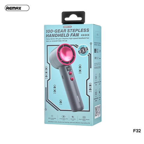 Quạt cầm tay Remax F32 pin 4000mAh, có màn hình led hiển thị chính hãng [BH: 1 Năm]