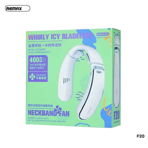 Quạt đeo cổ Remax F20  ABS + hợp kim nhôm pin 400mAh chính hãng [BH: 1 năm]