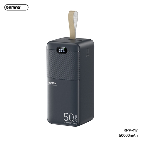 Pin sạc nhanh 27W Remax RPP-117 50.000mAh dự phòng có led hiển thị QC3.0+PD 22.5w chính hãng [BH: 1 năm]
