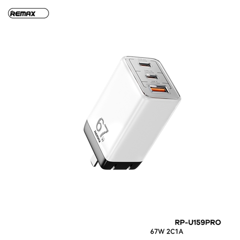 Cóc sạc nhanh 67W Remax RP-U159 PRO CN 3 cổng (1 cổng usb + 2 cổng type c) chính hãng [BH: 1 năm]