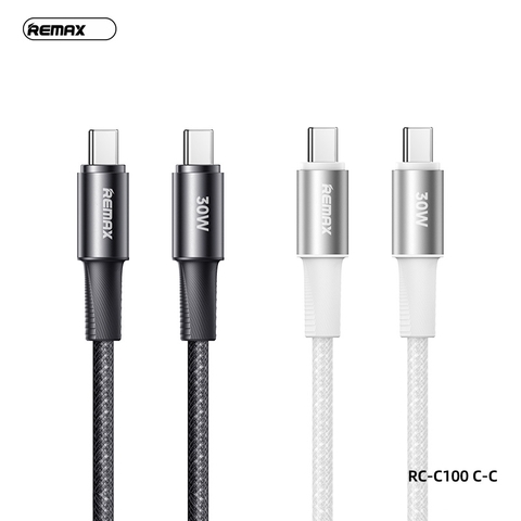Cáp sạc nhanh 30w REMAX RC-C100 (c-c) 1.2m - 2 đầu type c ra type-c chính hãng [BH 1 năm]