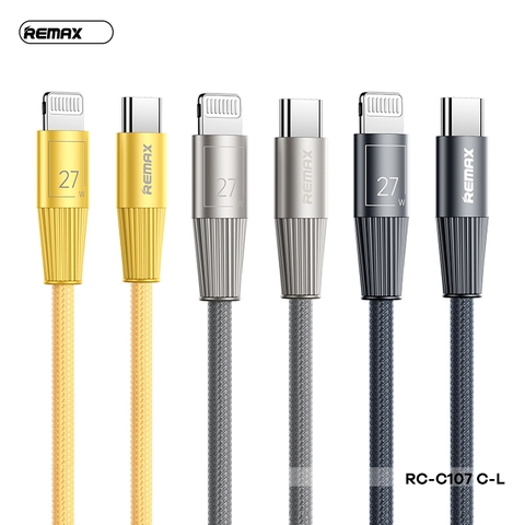 Cáp sạc nhanh 27W REMAX RC-C107 (c-l) type c ra iphone lightning dây dù chính hãng [BH 1 năm]