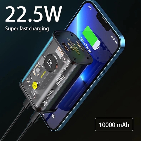 Pin sạc nhanh 22.5w Wekome WP-333 10.000mAh trong suốt lộ mạch dự phòng chính hãng QC3.0+PD 22.5W [BH 1 Năm]