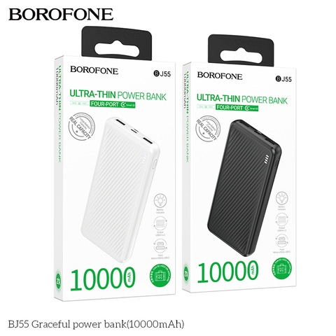 Pin sạc dự phòng Borofone BJ55 ultra thin 10.000mAh chính hãng [BH: 1 NĂM]