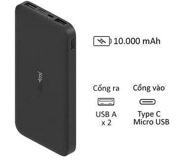 Pin sạc dự phòng Xiaomi Redmi 10.000mAh [BH 6 tháng] / pktn sale