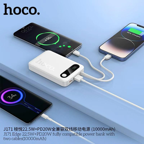 Pin sạc nhanh 22.5w HOCO J171A 20.000mAh dự phòng kèm 2 cáp type-c vs iphone lightning chính hãng [[BH 1 năm]