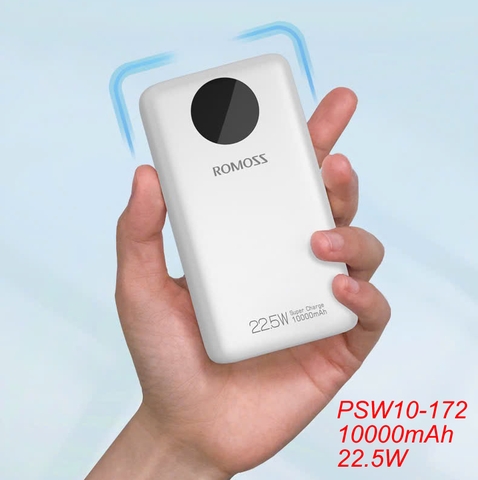 Pin sạc dự phòng ROMOSS PSW10 10000mAh sạc nhanh 22.5w kiêm màn hình led hiển thị pin siêu đẹp