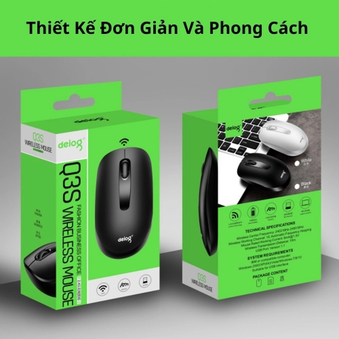 Chuột không dây DEIOG Q3S wireless 2.4ghz thiết kế nhỏ gọn DPI 1600 cực êm chính hãng [BH 1 Năm]