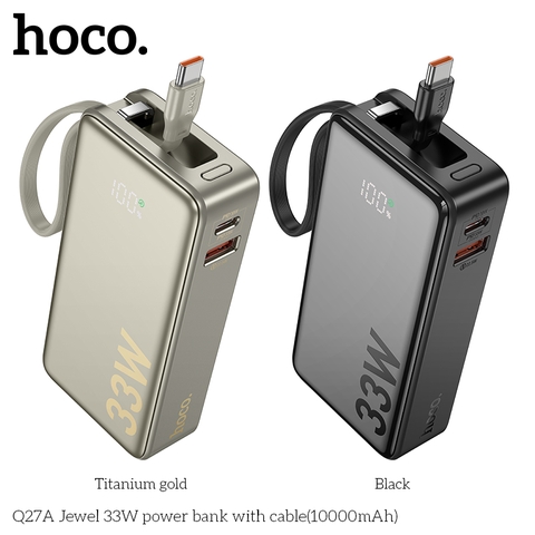 Pin sạc nhanh 33w Hoco Q27A 10.000mAh dự phòng kèm cáp sạc liền pin chính hãng [BH: 1 NĂM]