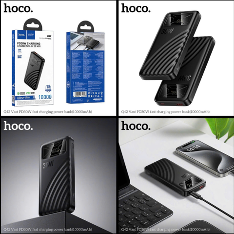 Pin sạc dự phòng HOCO Q42 10.000mAh sạc nhanh 30w có màn LCD siêu đẹp
