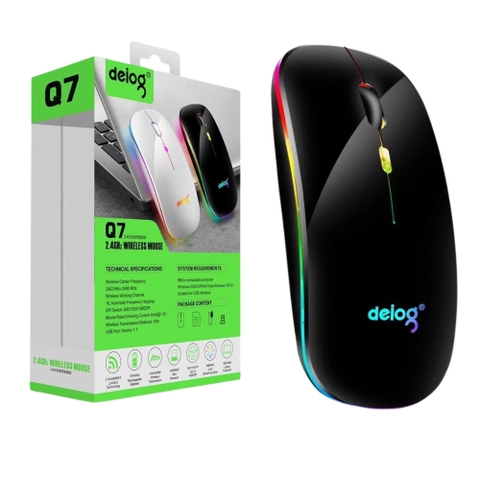Chuột không dây bluetooth DEIOG Q7 MÀU ĐEN sử dụng pin sạc thiết kế nhỏ gọn có led cho dân văn phòng siêu đẹp [BH 1 Năm]