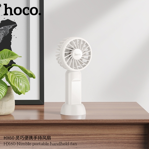 Quạt tích điện HOCO HX60 mẫu đa năng vừa cầm tay vừa để bàn siêu tiện lợi [BH 1 năm]