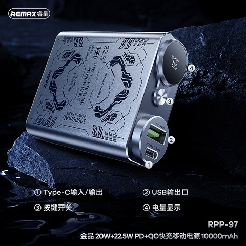 Pin sạc nhanh 22.5w REMAX RPP-97 10.000mAh dự phòng PD QC3.0 chính hãng [BH 1 năm]