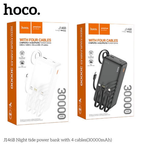 Pin sạc dự phòng HOCO J146B 30.000mAh kèm 4 dây cáp tiện lợi [BH 1 Năm]