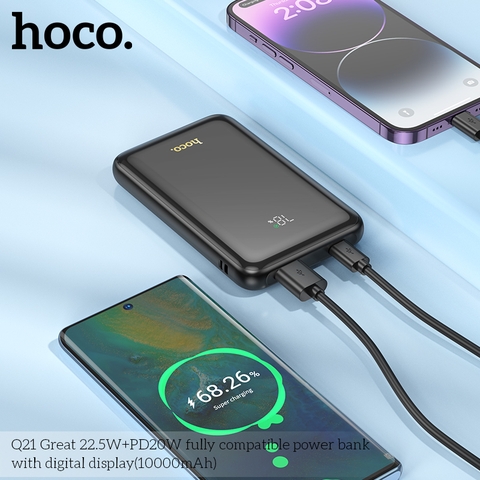 Pin sạc nhanh 22.5w HOCO Q21 10.000mAh dự phòng 22.5W+PD20W, có màn hình led chính hãng [BH 1 NĂM]