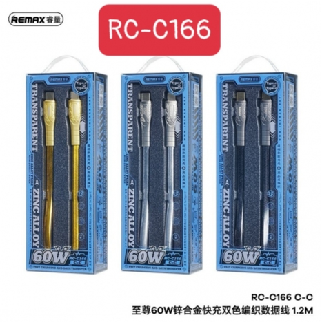 Cáp sạc nhanh 60W Remax RC-C166 c-c 2 đầu Type-C 1.2m chính hãng [BH 1 Năm]