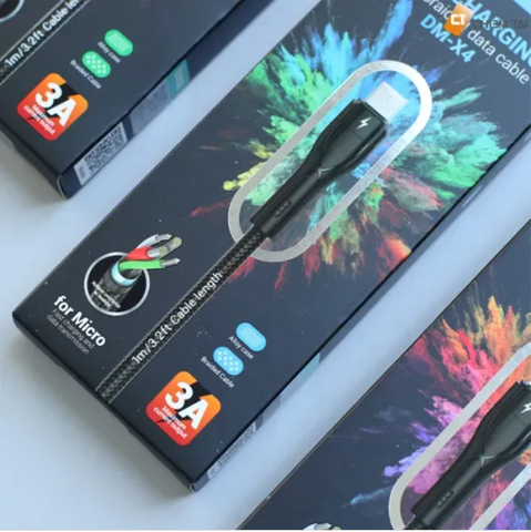 Cáp sạc nhanh 3A Hoco DM-X4 Micro (usb ra samsung micro) dây dù chính hãng [BH 1 năm]