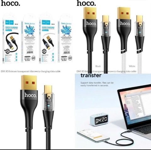 Cáp sạc nhanh Samsung 3A HOCO DM-X5 (usb ra Micro) 1m có đèn led báo sạc chính hãng [BH 1 năm]