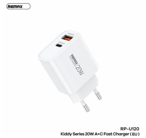 Cóc sạc nhanh 20w Remax RP-U120 EU (1 cổng usb vs 1 cổng type-c) QC 3.0 PD20W chính hãng [BH 1 Năm]