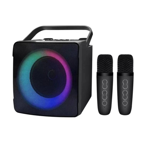 Loa bluetooth karaoke SDSR SD-508 mẫu loa vuông để bàn có đèn led kèm 2 micro không dây