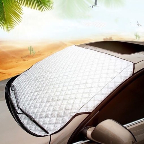 Tấm Bạt Che Nắng kính lái trước ô tô 3 lớp có Tai Kẹp vào 2 bên cánh cửa trùm xe hơi tiện lợi [BH: NONE]