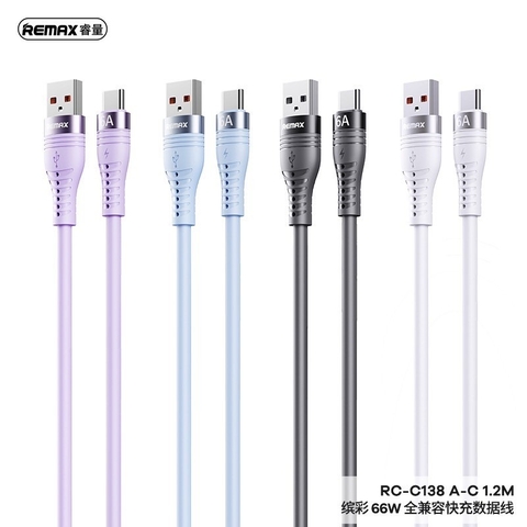 Cáp sạc nhanh 66w REMAX RC-C138 usb ra type-c 1.2m chính hãng [BH 1 năm]
