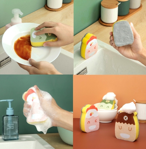 Miếng rửa chén tạo bọt chống xước hình thú làm bếp / pktn sale