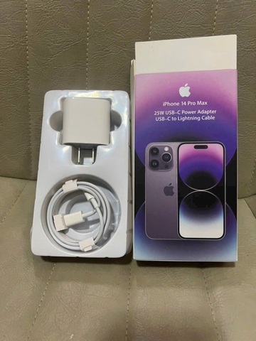 Bộ sạc nhanh 20W/25W iPhone 14 Promax hộp tím cóc chân dẹp US (Cóc 1 cổng Type C + Cáp Type C ra Lightning iPhone] [BH: 3 THÁNG] 5l9c12