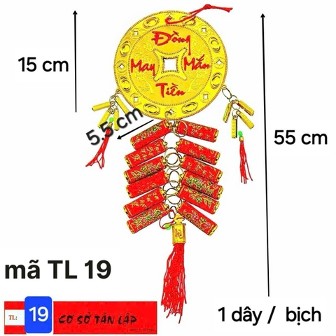 1 Chùm pháo mô hình trang trí hình đồng xu mã TL19 có chữ siêu đẹp treo cửa, decor [BH: NONE] 1l9a1