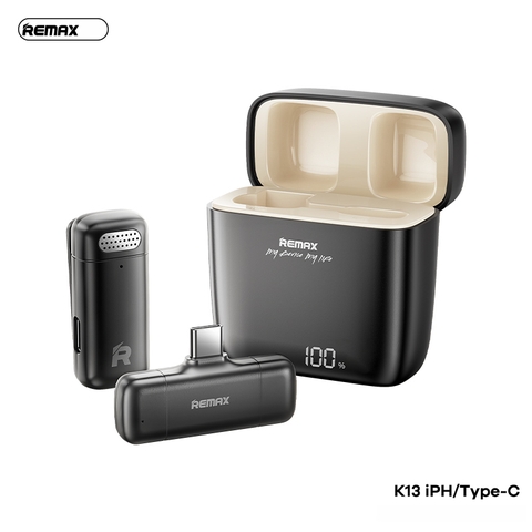 Micro không dây thu âm REMAX K13 Type-C có Dock Sạc - livestream youtube chính hãng [BH 1 năm]