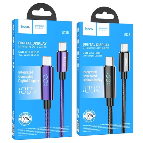 Cáp sạc nhanh 100w U125 2 đầu type C (type c ra type c) có màn hình led chính hãng [BH 1 năm]