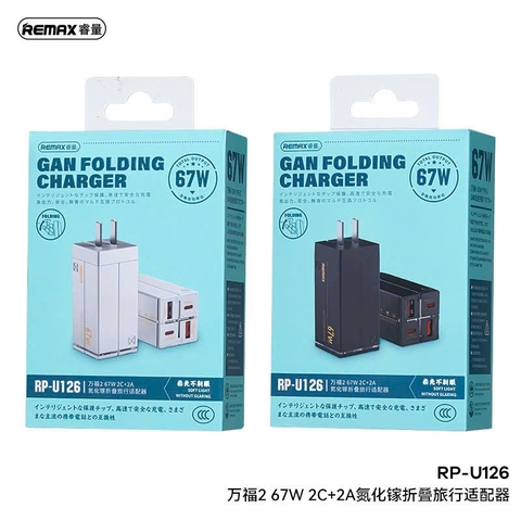 Cóc sạc nhanh 67w REMAX RP-U126  CN cóc 4 cổng sạc ( 2 cổng usb 2 cổng Type C) chính hãng [BH: 1 năm]