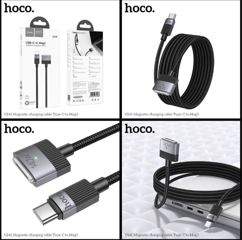 Cáp sạc từ tính 140W HOCO U141 Cáp Type C sang cổng Mag3 140w siêu nhanh