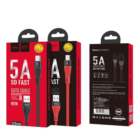 Cáp sạc nhanh 5A HOCO U53 cáp USB ra Type C dài 1m2 chính hãng