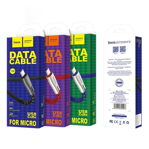 Cáp sạc nhanh 2.4A HOCO U58 cáp USB ra MICRO dây dù dài 1m2 chính hãng