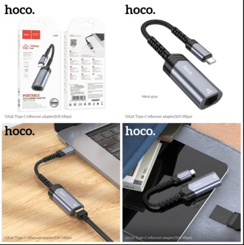 Bộ chuyển đổi HOCO UA26 chuyển cổng Type C sang cổng Mạng LAN ETHERNET