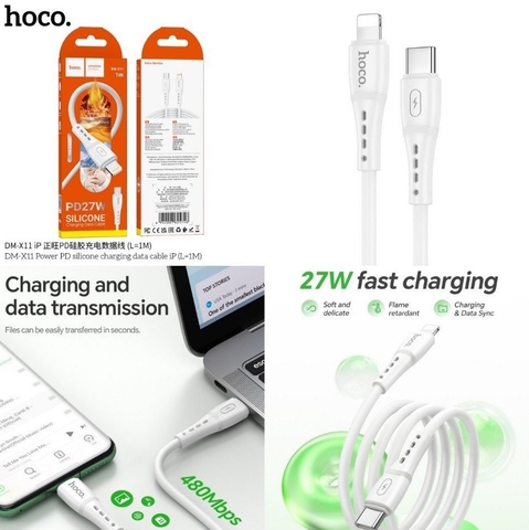 Cáp sạc nhanh 27w HOCO DM-X11 (c-l 1m) Type C ra Iphone Lightning chính hãng [BH 1 Năm]