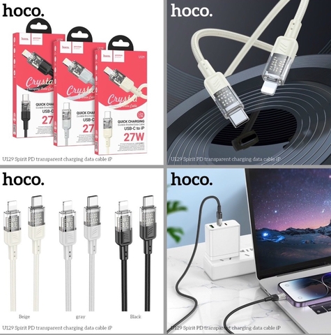 Cáp sạc nhanh 27w HOCO U129 (c-l) type c ra iphone lightning chính hãng [BH 1 năm]