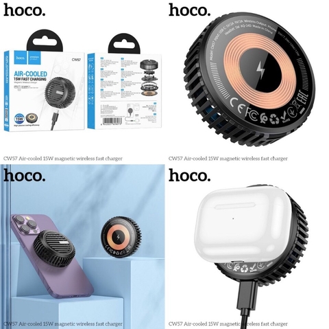 Đế sạc không dây + Quạt tản nhiệt HOCO CW57 chính hãng [BH 1 năm]