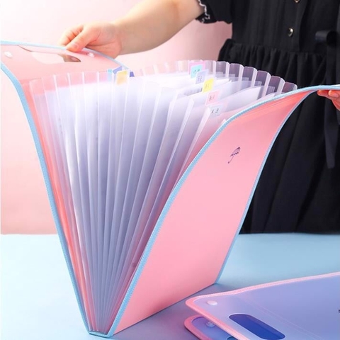 Bìa đựng hồ sơ, tài liệu giấy A4 13 ngăn có quai xách tiện dụng Size 40x26x3